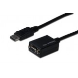 Cablu DisplayPort tata catre VGA mama, lungime 15cm, negru, ASSMANN Displayport 1.1a Adapter Cable DP M (plug) / DSUB15 F (jack) 0,15m black